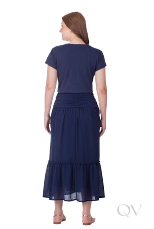 BLUSA COM BORDADO MANUAL EM MALHA AZUL NOITE - HAPUK