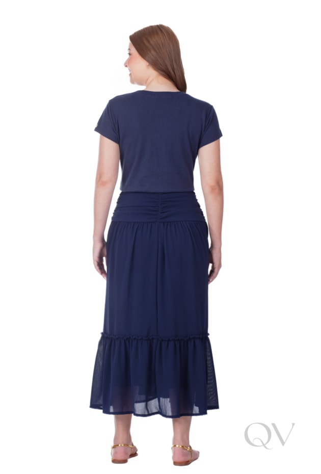 BLUSA COM BORDADO MANUAL EM MALHA AZUL NOITE - HAPUK