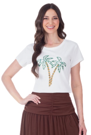 BLUSA COM BORDADO MANUAL EM MALHA OFF WHITE - HAPUK