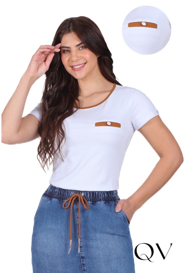 BLUSA COM DECOTE REDONDO EM MALHA BRANCO - HAPUK