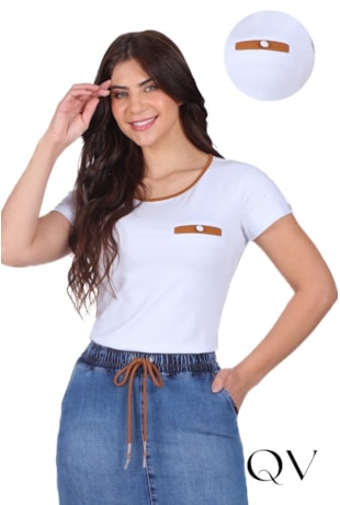 BLUSA COM DECOTE REDONDO EM MALHA BRANCO - HAPUK