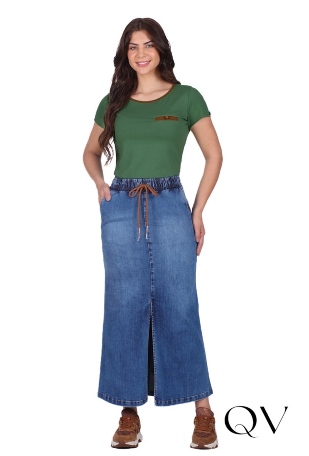 BLUSA COM DECOTE REDONDO EM MALHA VERDE - HAPUK