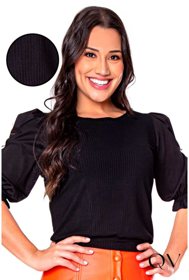 BLUSA COM DETALHE DE PREGAS PRETO - HAPUK BLUSA COM DETALHE DE PREGAS PRETO - HAPUK