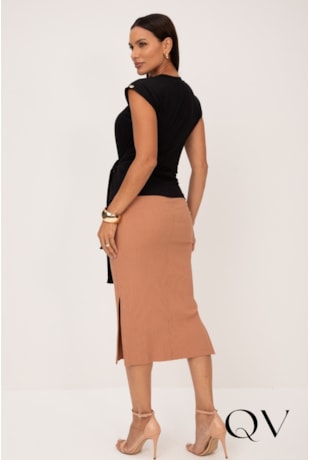 BLUSA COM DETALHE LATERAL EM VISCOLYCRA PRETO - LEKAZIS