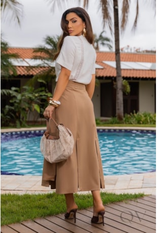 BLUSA COM ENTREMEIO EM LINHO BRANCO - LUZIA FAZZOLLI