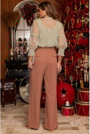 BLUSA COM ENTREMEIO EM TULE VERDE - LUZIA FAZZOLLI