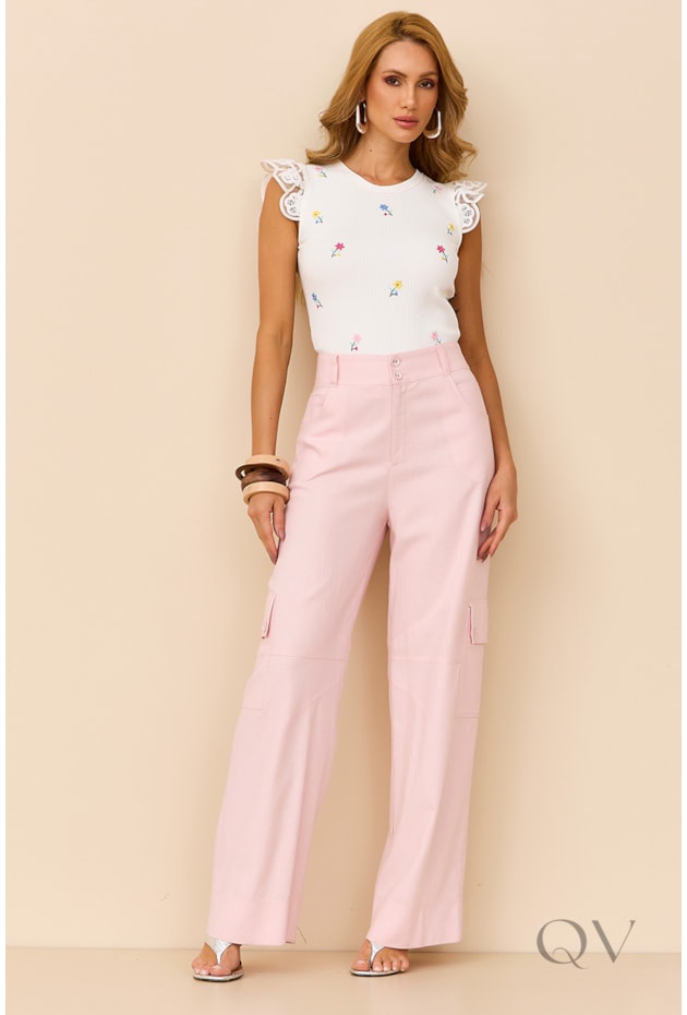 BLUSA COM ESTAMPA DE FLOR EM VISCOSE OFF WHITE - ARTSY