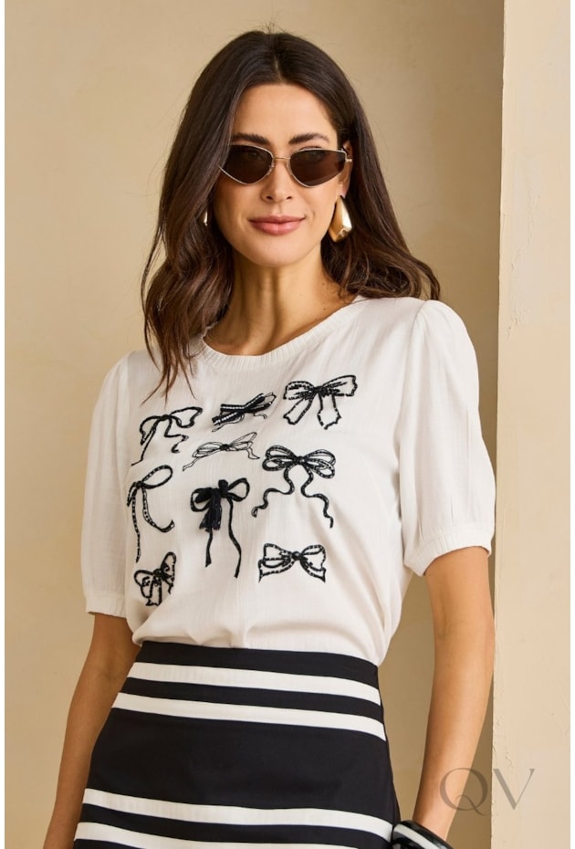 BLUSA COM ESTAMPA DE LAÇO EM VISCOSE OFF WHITE - ARTSY