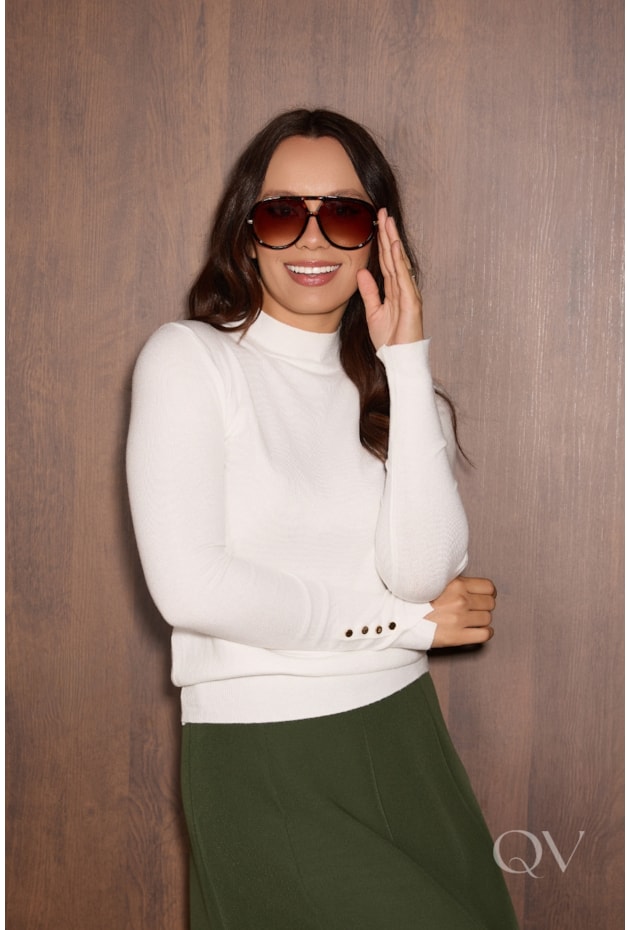 BLUSA COM GOLA EM MODAL OFF WHITE - JANY PIM