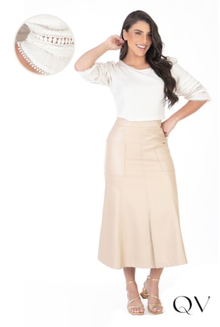 BLUSA COM GUIPIR POÁ DOURADO - HAPUK