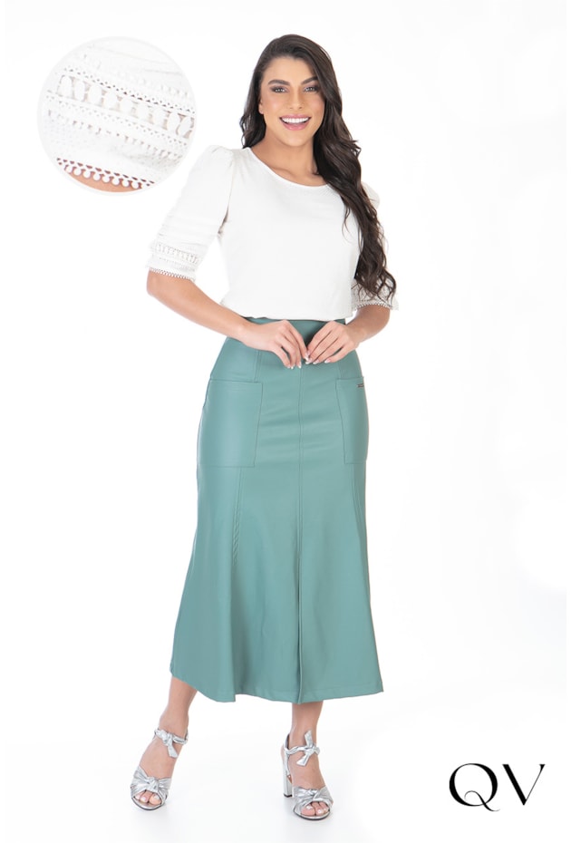 BLUSA COM GUIPIR POÁ PRATA - HAPUK BLUSA COM GUIPIR POÁ PRATA - HAPUK