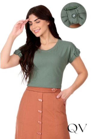 BLUSA COM MANGA COM LAÇO EM MALHA PIQUET VERDE - HAPUK
