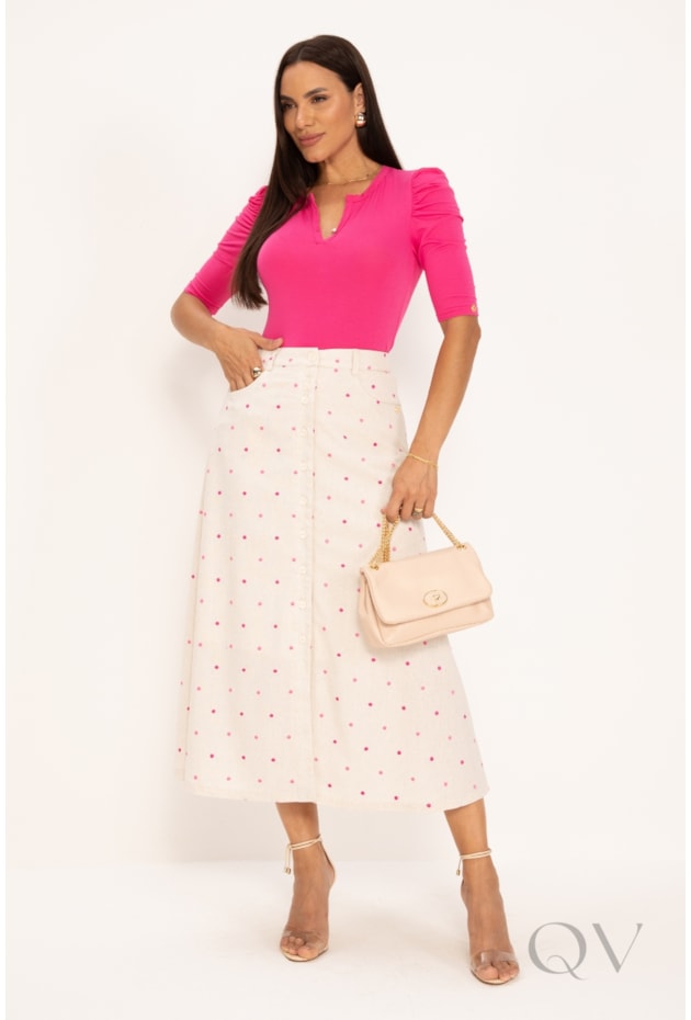 BLUSA COM MANGA PRINCESA EM VISCOLYCRA PINK - LEKAZIS