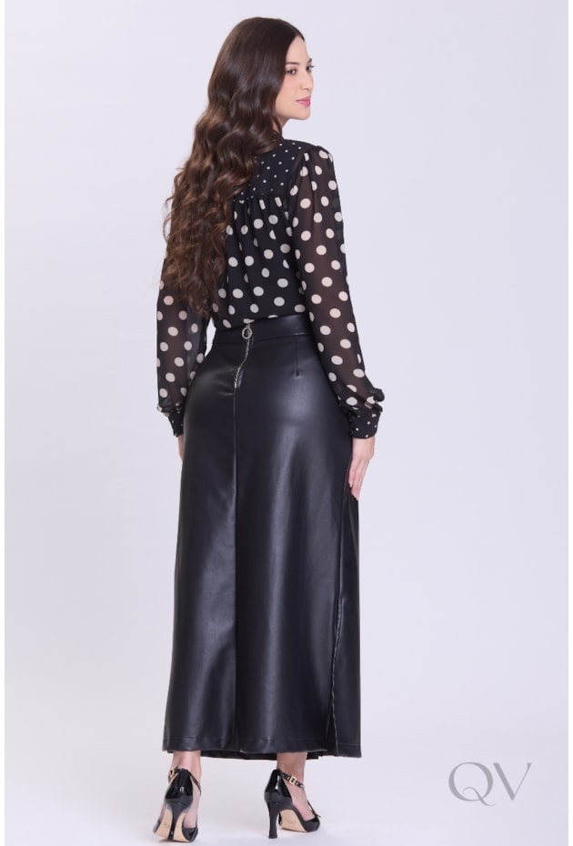 BLUSA COM POÁ EM CHIFFON PRETO - HAPUK