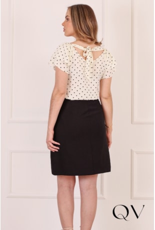 BLUSA COM POÁ EM VISCOSE OFF WHITE - PURO SHARMY