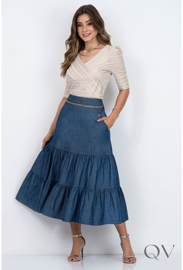 BLUSA COM RECORTE TRANSPASSADO LISTRADO - VIA TOLENTINO BLUSA COM RECORTE TRANSPASSADO LISTRADO - VIA TOLENTINO