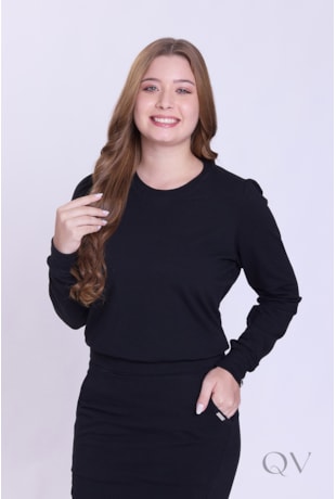 BLUSA COM RIBANA EM MALHA MOLECOTTON PRETO - HAPUK