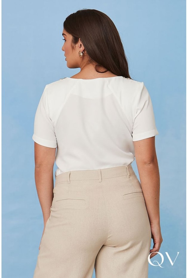 BLUSA CREPE BORDADA OFF WHITE - LUZIA FAZZOLLI BLUSA CREPE BORDADA OFF WHITE - LUZIA FAZZOLLI