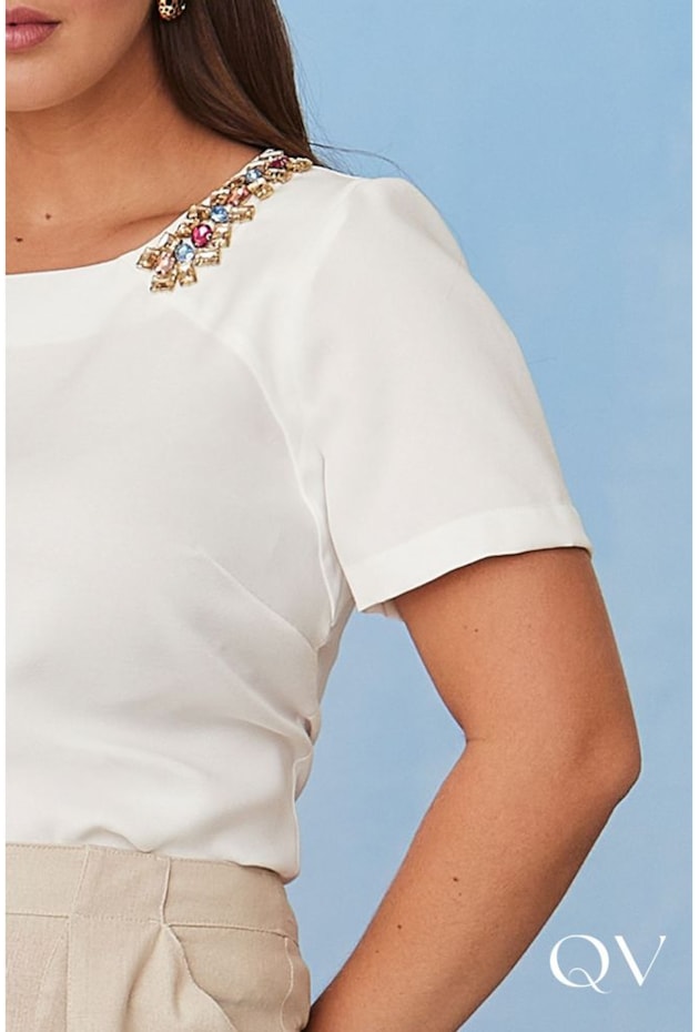 BLUSA CREPE BORDADA OFF WHITE - LUZIA FAZZOLLI BLUSA CREPE BORDADA OFF WHITE - LUZIA FAZZOLLI