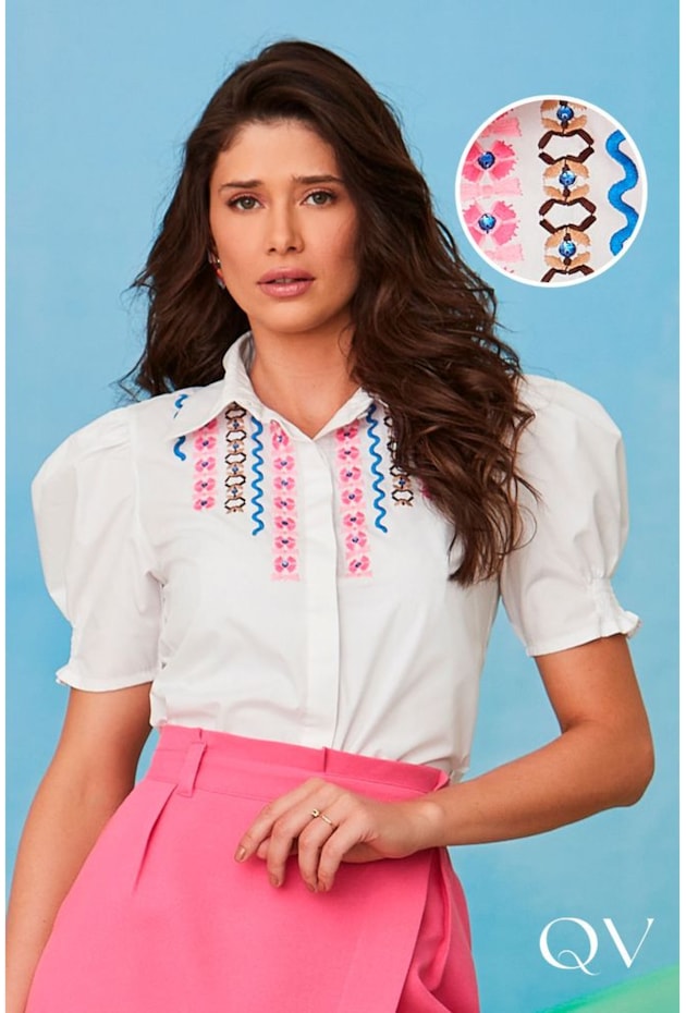 BLUSA CREPE BORDADO BRANCO - LUZIA FAZZOLLI BLUSA CREPE BORDADO BRANCO - LUZIA FAZZOLLI