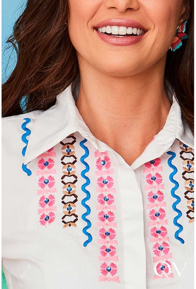 BLUSA CREPE BORDADO BRANCO - LUZIA FAZZOLLI BLUSA CREPE BORDADO BRANCO - LUZIA FAZZOLLI