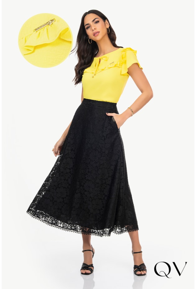 BLUSA CREPE COM AMARRAÇÃO AMARELO - VIA TOLENTINO BLUSA CREPE COM AMARRAÇÃO AMARELO - VIA TOLENTINO