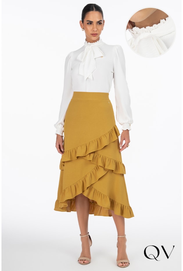 BLUSA CREPE COM AMARRAÇÃO OFF - VIA TOLENTINO BLUSA CREPE COM AMARRAÇÃO OFF - VIA TOLENTINO