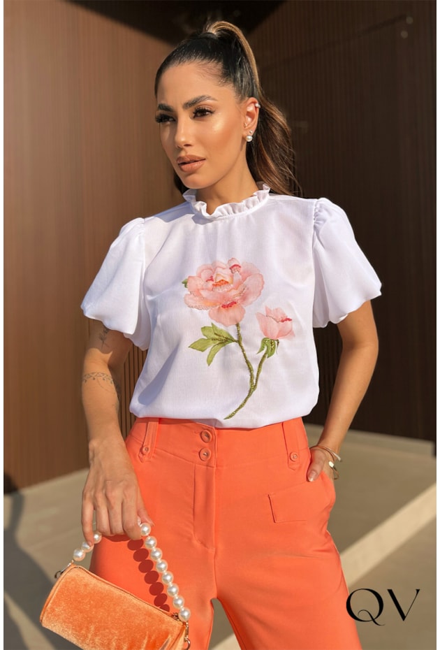 BLUSA CREPE ESTAMPA FLORAL OFF - LUZIA FAZZOLLI BLUSA CREPE ESTAMPA FLORAL OFF - LUZIA FAZZOLLI