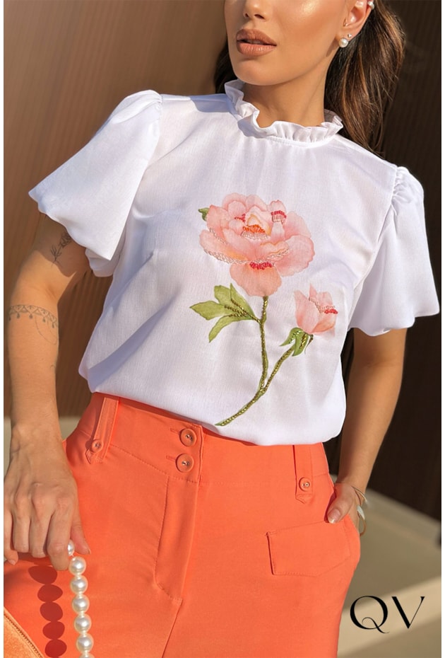 BLUSA CREPE ESTAMPA FLORAL OFF - LUZIA FAZZOLLI BLUSA CREPE ESTAMPA FLORAL OFF - LUZIA FAZZOLLI