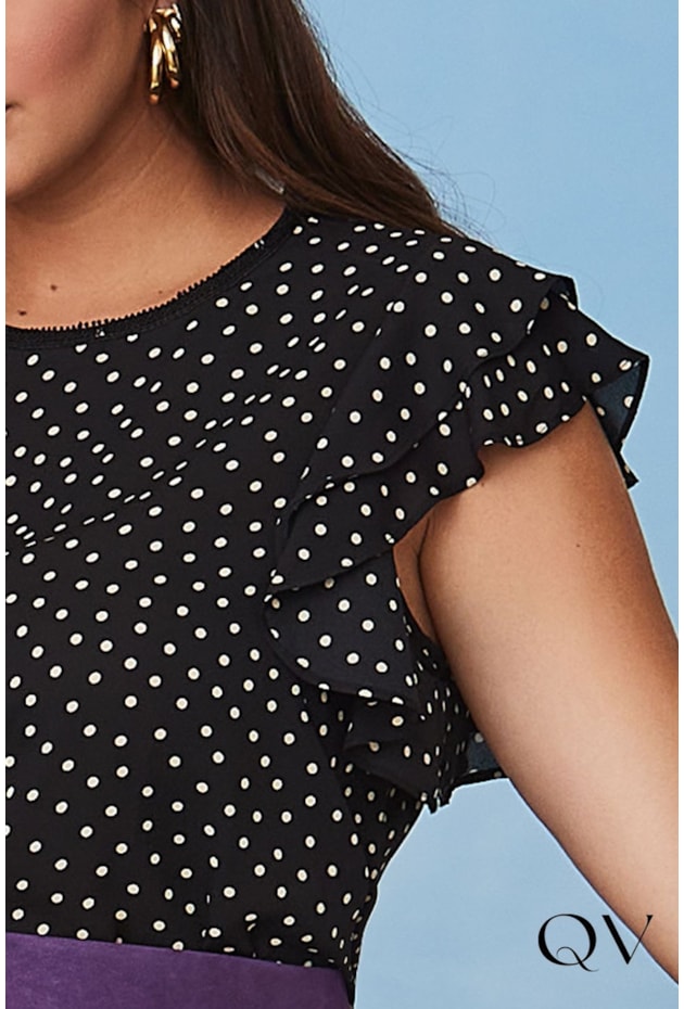 BLUSA CREPE POÁ P&B - LUZIA FAZZOLLI BLUSA CREPE POÁ P&B - LUZIA FAZZOLLI