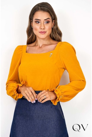 BLUSA CREPE PREMIUM MOSTARDA - VIA TOLENTINO