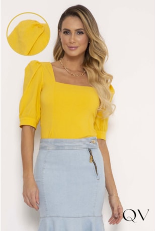 BLUSA CROPPED AMARELO - LAURA ROSA