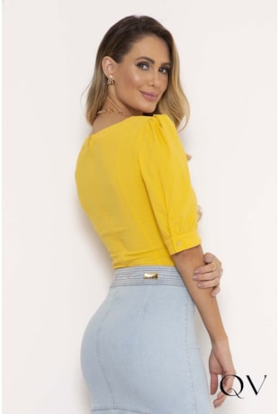 BLUSA CROPPED AMARELO - LAURA ROSA