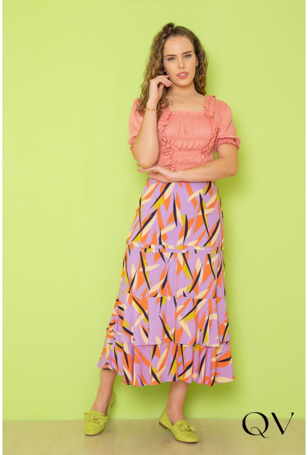 BLUSA CROPPED BABADINHOS CORAL - PURO SHARMY BLUSA CROPPED BABADINHOS CORAL - PURO SHARMY