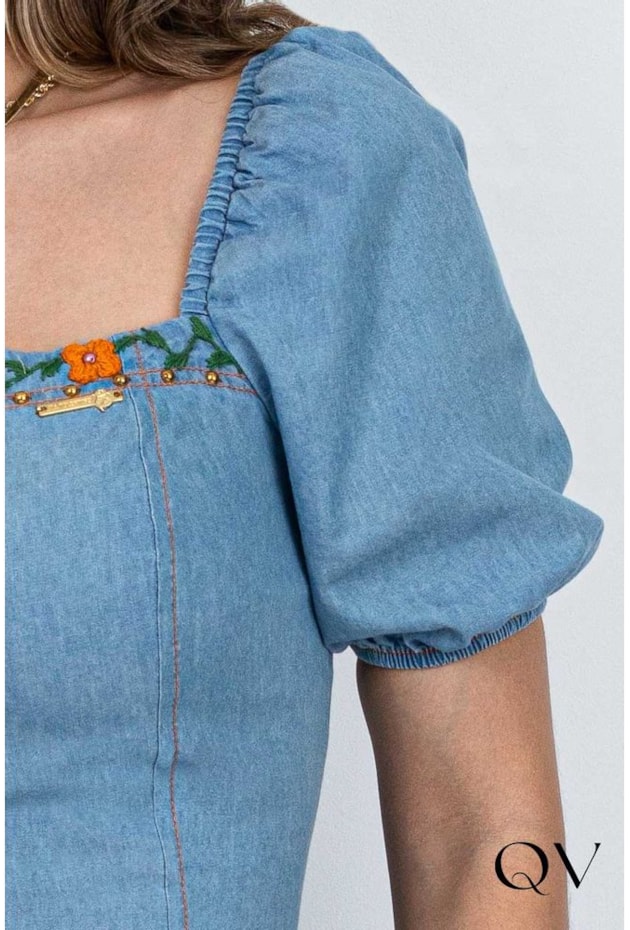 BLUSA CROPPED LASTÉX E BORDADO - VIA TOLENTINO BLUSA CROPPED LASTÉX E BORDADO - VIA TOLENTINO