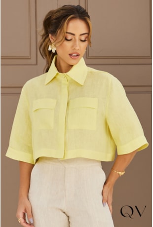 BLUSA CROPPED LINHO AMARELO - DOCE MARIA BLUSA CROPPED LINHO AMARELO - DOCE MARIA