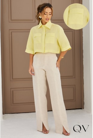 BLUSA CROPPED LINHO AMARELO - DOCE MARIA BLUSA CROPPED LINHO AMARELO - DOCE MARIA