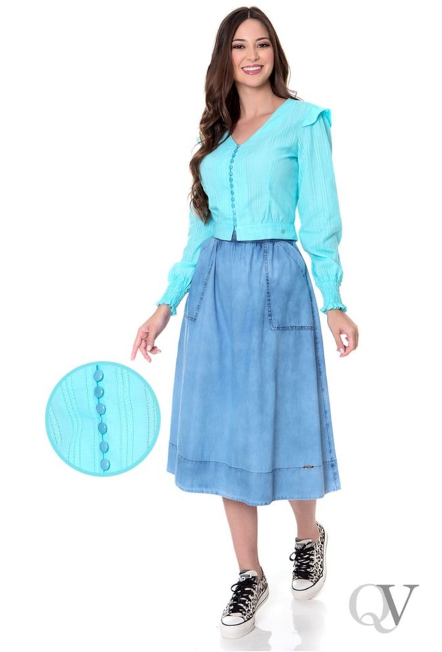 BLUSA CROPPED ROMANTIC AZUL - HAPUK BLUSA CROPPED ROMANTIC AZUL - HAPUK