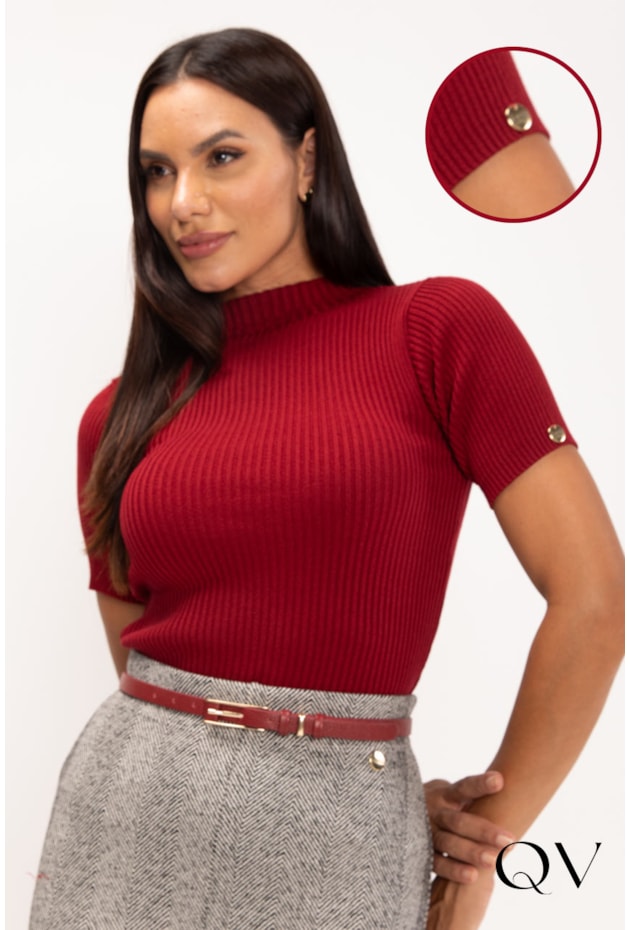 BLUSA DE TRICOT GOLA ALTA CHERRY - LEKAZIS BLUSA DE TRICOT GOLA ALTA CHERRY - LEKAZIS