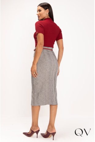 BLUSA DE TRICOT GOLA ALTA CHERRY - LEKAZIS