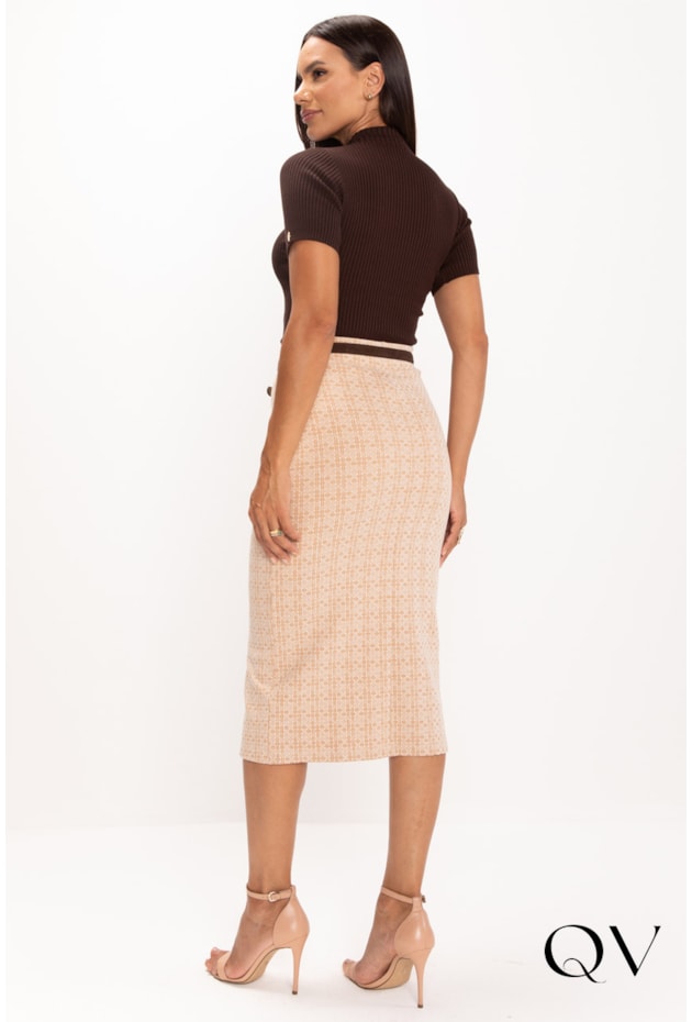 BLUSA DE TRICOT GOLA ALTA MARROM - LEKAZIS BLUSA DE TRICOT GOLA ALTA MARROM - LEKAZIS