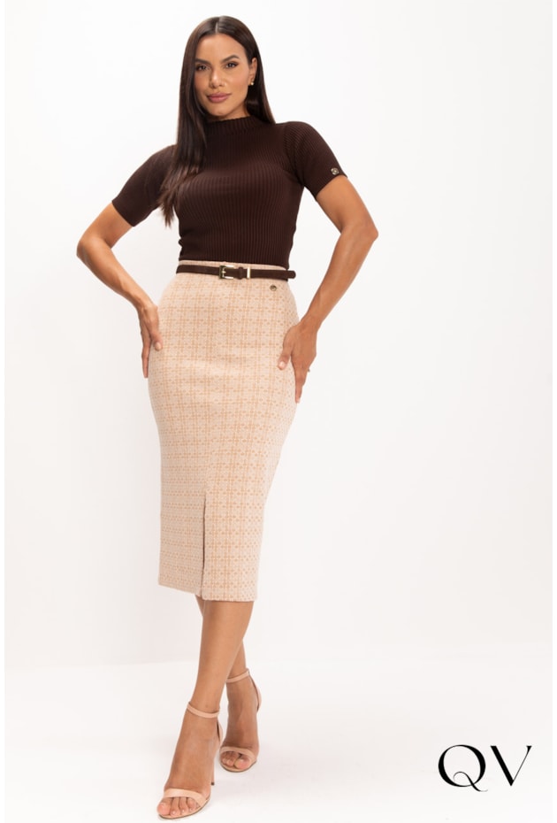 BLUSA DE TRICOT GOLA ALTA MARROM - LEKAZIS BLUSA DE TRICOT GOLA ALTA MARROM - LEKAZIS