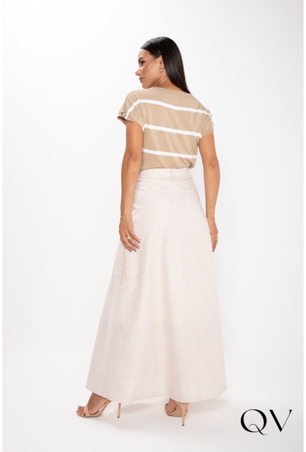 BLUSA DE TRICOT LISTRADO BEGE - LEKAZIS BLUSA DE TRICOT LISTRADO BEGE - LEKAZIS