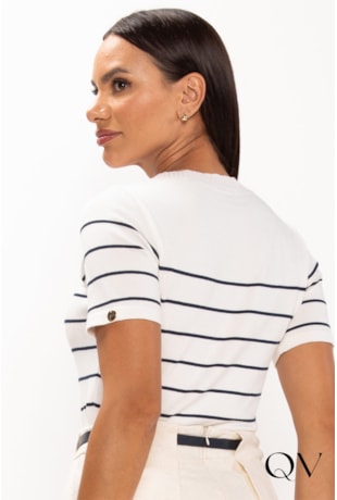 BLUSA DE TRICOT TRADICIONAL LISTRAS AZUL - LEKAZIS