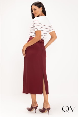 BLUSA DE TRICOT TRADICIONAL LISTRAS BORDÔ - LEKAZIS