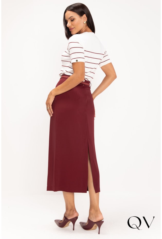 BLUSA DE TRICOT TRADICIONAL LISTRAS BORDÔ - LEKAZIS