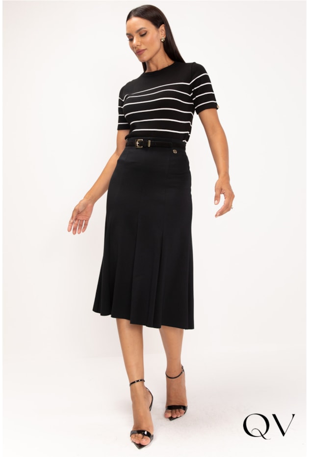 BLUSA DE TRICOT TRADICIONAL LISTRAS PRETO - LEKAZIS BLUSA DE TRICOT TRADICIONAL LISTRAS PRETO - LEKAZIS