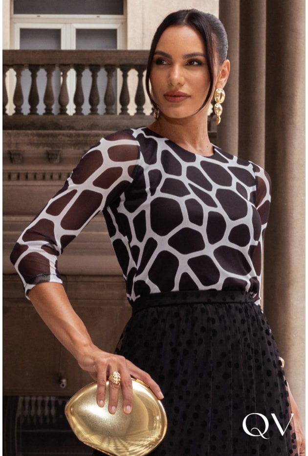 BLUSA DECOTE REDONDO ANIMAL PRINT - JANY PIM BLUSA DECOTE REDONDO ANIMAL PRINT - JANY PIM