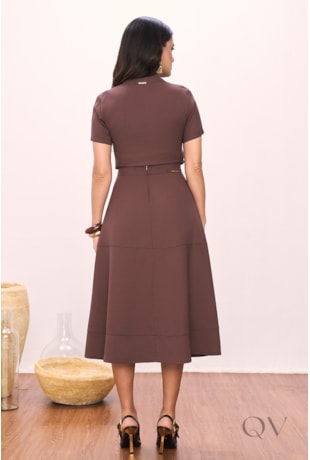 BLUSA EM ALFAIATARIA COM VISCOSE MARROM - TITANIUM JEANS