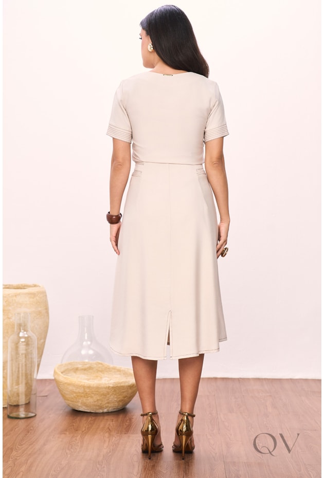 BLUSA EM ALFAIATARIA DE VISCOSE QUAKER BEGE - TITANIUM JEANS